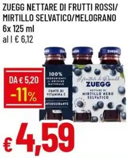 Galassia Zuegg nettare di frutti rossi/ mirtillo selvatico/melograno offerta
