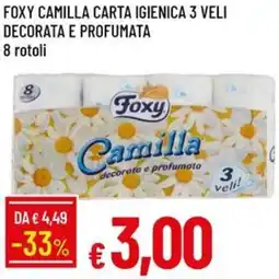Galassia Foxy camilla carta igienica 3 veli decorata e profumata offerta