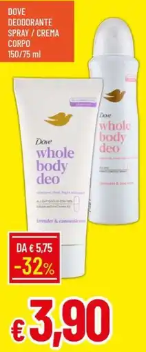Galassia Dove deodorante spray / crema corpo offerta