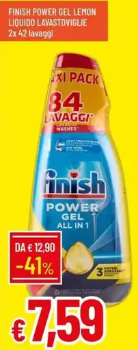 Galassia Finish power gel lemon liquido lavastoviglie offerta