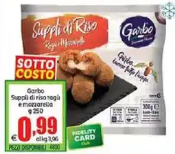 Elite Garbo Suppli di riso ragu e mozzarella offerta