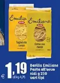 Elite Barilla Emiliane Pasta all'uovo nidi offerta