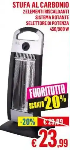 Satur Stufa al carbonio 2 elementi riscaldanti sistema rotante selettore di potenza 450/900W offerta