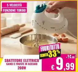 Satur Sbattitore elettrico ganci e fruste in acciaio 200 w offerta