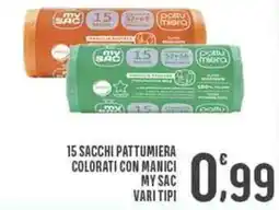 La Mimosa Supermercati 15 sacchi pattumiera colorati con manici MY SAC offerta