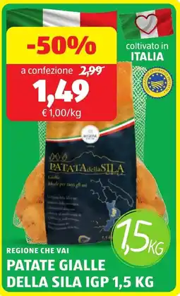 ALDI Regione che vai patate gialle della sila IGP offerta