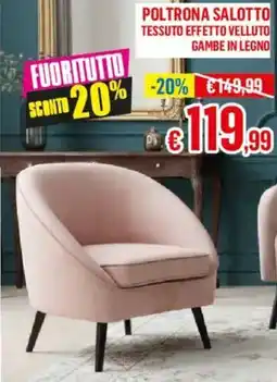 Satur Poltrona salotto tessuto effetto velluto gambe in legno offerta