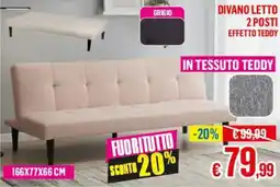 Satur Divano letto 2 posti effetto teddy offerta