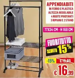 Satur Appendiabiti in ferro e plastica altezza regolabile offerta