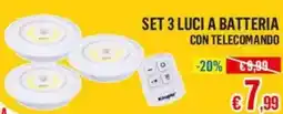 Satur Set 3 luci a batteria con telecomando offerta