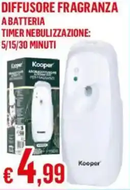 Satur Diffusore fragranza abatteria timer nebulizzazione: 5/15/30 minuti Kooper offerta