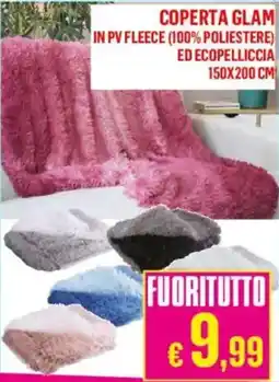 Satur Coperta glam in pv fleece (100% poliestere) ed ecopelliccia 150x200 cm offerta