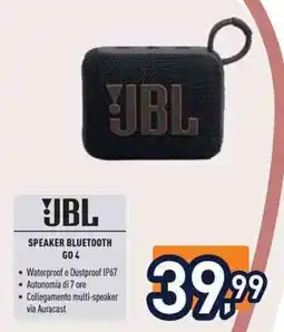 Unieuro Jbl speaker bluetooth go 4 offerta
