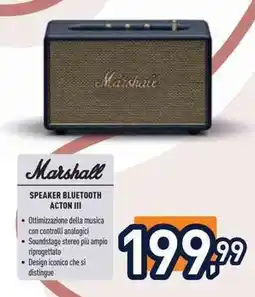 Unieuro Marshall speaker bluetooth acton III offerta