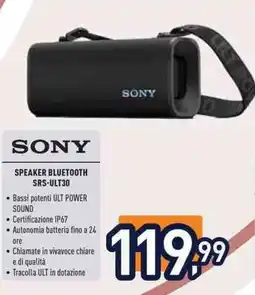 Unieuro Sony speaker bluetooth SRS-ULT30 offerta
