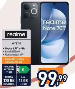Unieuro realme Note 70T offerta