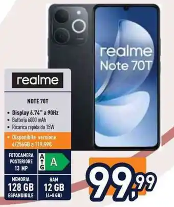 Unieuro realme Note 70T offerta