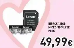 Unieuro Lexar bipack 128GB micro-sd silver plus offerta