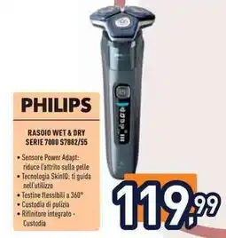 Unieuro PHILIPS RASOIO WET & DRY SERIE 7000 $7882/55 offerta
