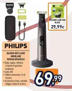 Unieuro PHILIPS RASOIO WET & DRY ONEBLADE PRO360 QP6652/61 offerta