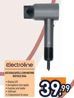 Unieuro Electroline asciugacapelli con motore digitale D364 offerta