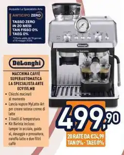 Unieuro DeLonghi MACCHINA CAFFÈ SUPERAUTOMATICA LA SPECIALISTA ARTE EC9155.MB offerta