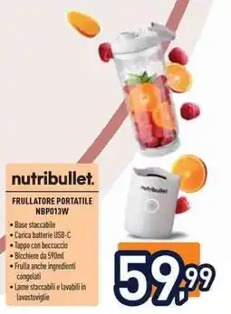 Unieuro nutribullet FRULLATORE PORTATILE NBP013W offerta