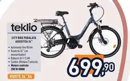 Unieuro Teklio city bike pedalata assistita 24" offerta