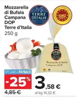 Carrefour Mozzarella di Bufala Campana DOP Terre d'Italia offerta