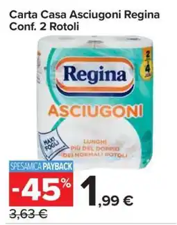 Carrefour Carta Casa Asciugoni Regina Conf. 2 Rotoli offerta