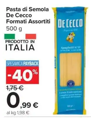 Carrefour Pasta di Semola De Cecco Formati Assortiti offerta