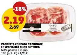 PENNY Pancetta coppata nazionale le specialità cuor di terra fette posate a mano offerta