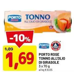 DPiù Porto rose tonno all'olio di girasole offerta