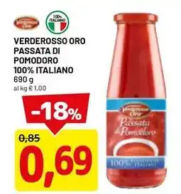 DPiù Verderosso oro passata di pomodoro 100% italiano offerta