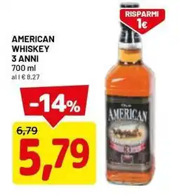 DPiù American whiskey 3 anni offerta