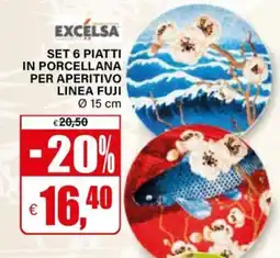 Il Gigante Set 6 piatti in porcellana per aperitivo linea fuji offerta