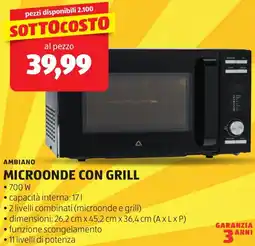 ALDI Ambiano microonde con grill offerta