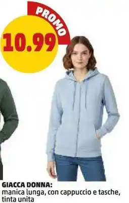 PENNY Giacca donna, manica lunga, con cappuccio e tasche, tinta unita offerta