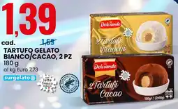 Eurospin Dolciando Tartufo gelato bianco/cacao, 2 pz offerta