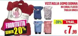 Satur Vestaglia uomo donna in coral fleece taglia unica offerta