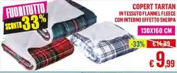 Satur Copert tartan in tessuto flannel fleece con interno effetto sherpa offerta