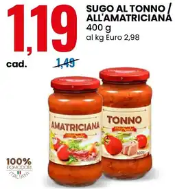 Eurospin Sugo al tonno / all'amatriciana Delizie del Sole offerta