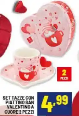 Risparmio Casa Set tazze con piattino san valentino a cuore offerta