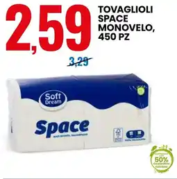 Eurospin Tovaglioli space monovelo, 450 pz offerta