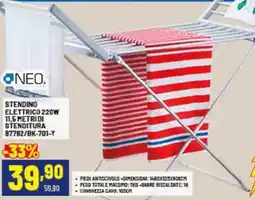 Risparmio Casa Neo stendino elettrico 220w 11,5 metridi stenditura 97782/bk-701-y offerta
