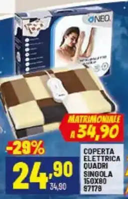 Risparmio Casa COPERTA ELETTRICA QUADRI SINGOLA 150X80 97179 offerta