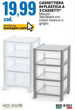 Eurospin Cassettiera in plastica a 3 cassetti offerta