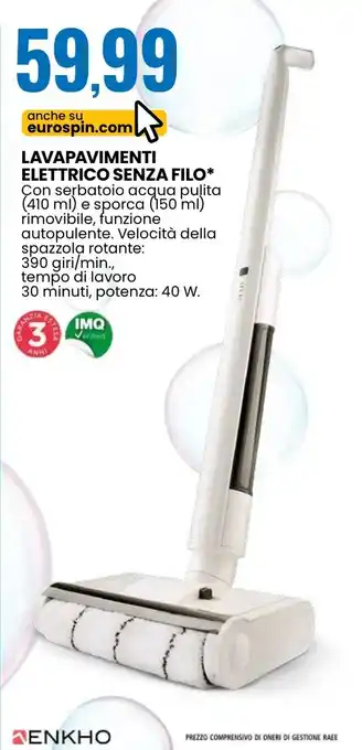 Lavapavimenti elettrico senza filo ENKHO