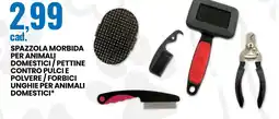 Eurospin Spazzola morbida per animali domestici pettine contro pulci e polvere/forbici unghie per animali domestici offerta
