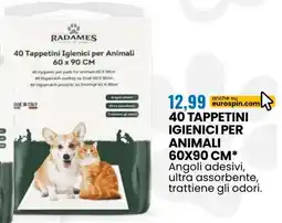 Eurospin RADAMES 40 tappetini igienici per animali 60 x 90 cm offerta